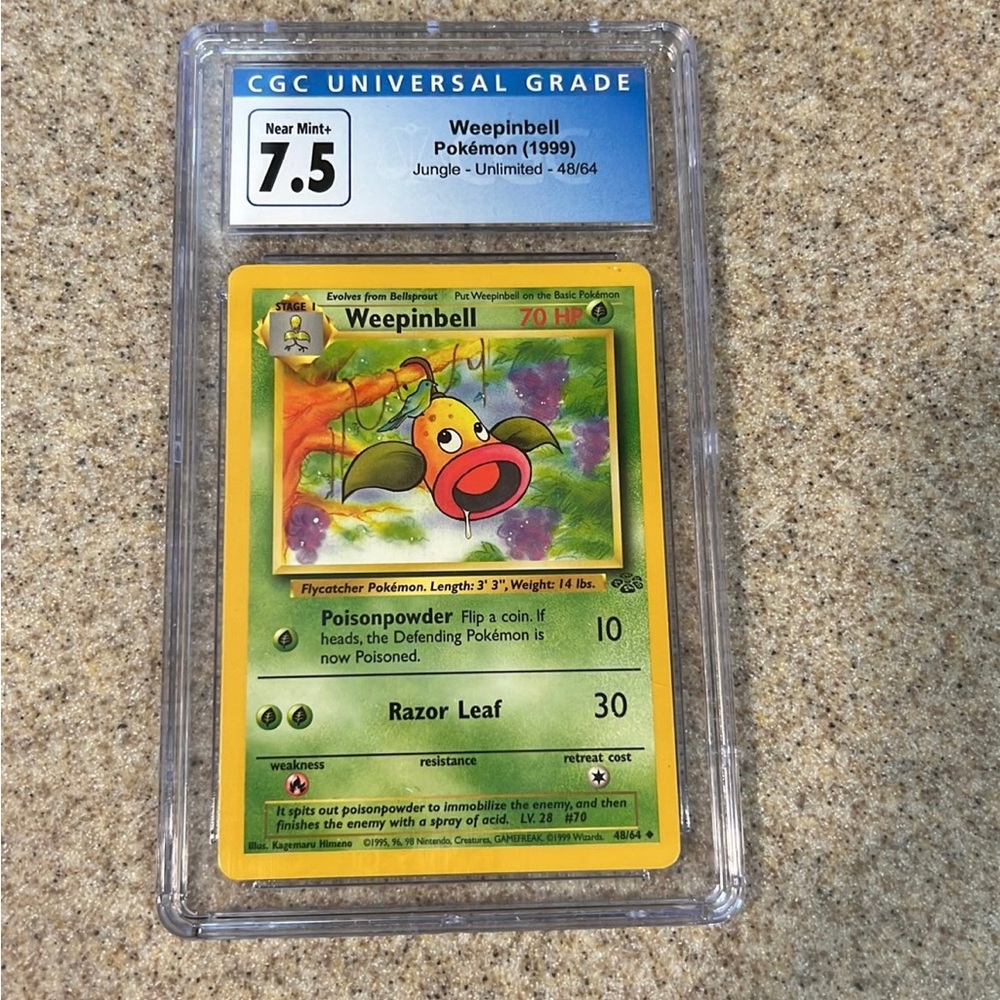 VINTAGE Pokemon Weepinbell Jungle Unlimited 7.5 CGC Graded